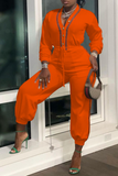 Casual Solid Draw String V Neck Harlan Jumpsuits