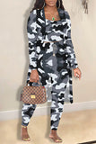 Casual Print Camouflage Print Patchwork Three Pieces