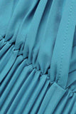 Casual Solid Patchwork Fold With Belt V Neck Evening Dress Dresses