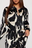 Casual Print Patchwork Shirt Collar Long Sleeve Two Pieces
