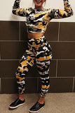 Casual Camouflage Print Patchwork Skinny High Waist Pencil Trousers