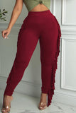 Casual Solid Tassel Split Joint Skinny High Waist Pencil Solid Color Bottoms