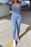 Casual Solid Hollowed Out Split Joint Backless Halter Jumpsuits
