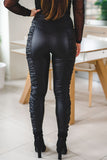 Fashion Casual Solid Fold Skinny High Waist Pencil Trousers