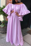 Fashion Casual Solid Split Joint Off the Shoulder Long Dress