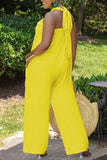 Fashion Casual Solid Hollowed Out Backless Halter Regular Jumpsuits