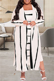 Casual Striped Print Make Old Long Sleeve Plus Size Two Pieces