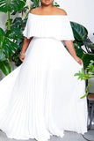 Fashion Casual Solid Backless Off the Shoulder Pleated Dresses