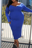 Casual Solid Split Joint V Neck One Step Skirt Plus Size Dresses