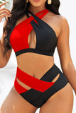 Fashion Sexy Patchwork Solid Hollowed Out Backless Swimwears