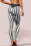 Casual Sportswear Striped Print Patchwork Skinny High Waist Pencil Patchwork Trousers