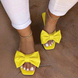 Fashion Casual Patchwork Solid Color With Bow Square Comfortable Shoes