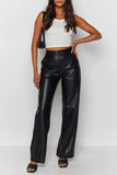 Casual Solid Split Joint Straight High Waist Straight Solid Color Bottoms