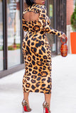 Street Fashion adult Print Two Piece Suits Leopard Camouflage pencil Long Sleeve