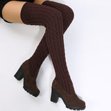 Casual Patchwork Solid Color Keep Warm Comfortable Shoes (Heel 8CM High)
