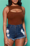 Sexy Casual Solid Hollowed Out O Neck Sleeveless Skinny Romper