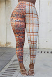 Fashion Casual Print Split Joint Skinny Mid Waist Pencil Trousers