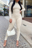 Sexy Solid Split Joint Backless Turtleneck Skinny Jumpsuits