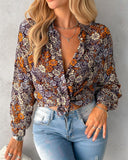 Ditsy Floral Print Long Sleeve Top