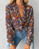 Ditsy Floral Print Long Sleeve Top