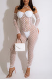 Sexy Split Joint See-through Backless Halter Regular Jumpsuits
