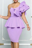 Fashion Sexy Formal Solid Patchwork Backless Oblique Collar Evening Dress