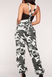 Casual Camouflage Print Bandage Patchwork Buttons Regular High Waist Full Print Bottoms