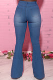 Fashion Casual Solid Ripped Bandage High Waist Regular Jeans