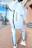 Casual Street Print Split Joint Zipper Hooded Collar Long Sleeve Two Pieces