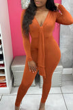 Sexy Casual Solid Bandage V Neck Skinny Jumpsuits