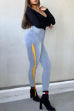 Fashion Street Solid Tassel High Waist Denim Jeans