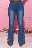 Casual Print Draw String Plus Size Jeans