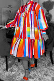 Fashion Casual Street Color Lump Frenulum POLO collar A Line Dresses