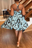 Sexy Sweet Daily Mixed Printing Patchwork Printing Stringy Selvedge Spaghetti Strap Mini Dress Dresses