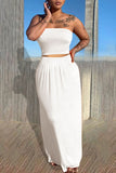 Casual Solid Split Joint Strapless Sleeveless Two Pieces