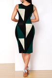 Casual Geometric Print Split Joint V Neck One Step Skirt Dresses
