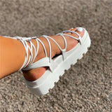 Fashion Casual Bandage Split Joint Solid Color Round Out Door Shoes