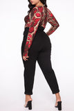Sexy Casual Print Basic O Neck Plus Size Jumpsuits
