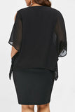 Casual Solid Hollowed Out Patchwork Flounce Hot Drill V Neck Plus Size Dresses