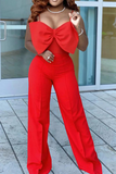 Sexy Solid Split Joint Spaghetti Strap Straight Jumpsuits