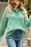 Casual Geometric Buttons Weave Turndown Collar Tops