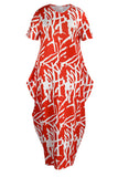 Fashion Casual Print Patchwork O Neck Long Dress Plus Size Dresses