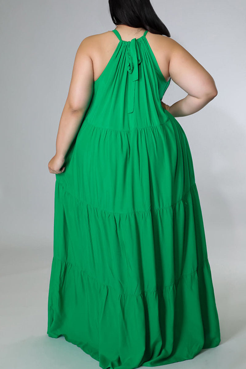 Sexy Solid Split Joint Spaghetti Strap Straight Plus Size Dresses