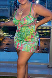Fashion Sexy Print Patchwork Backless Spaghetti Strap Sleeveless Dress