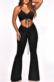Sexy Solid Spaghetti Strap Sleeveless Two Pieces