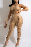 Fashion Sexy Bandage Hollowed Out Backless Halter Sleeveless Two Pieces