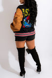 Fashion Casual Patchwork Letter Outerwear