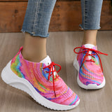 Casual Sportswear Daily Patchwork Frenulum Tie-dye Round Mesh Breathable Comfortable Sport Shoes