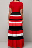 Casual Elegant Striped Print Patchwork O Neck A Line Dresses