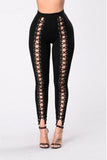 Fashion Casual Solid Hollowed Out Plus Size Trousers